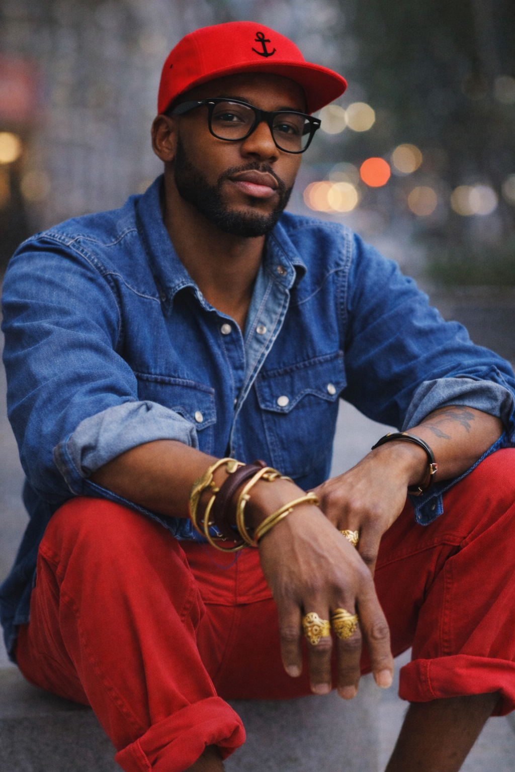 Lyon Dane red hat look